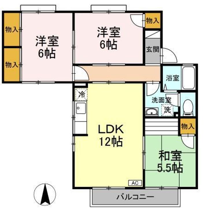 エスポワール34 F棟202の間取り
