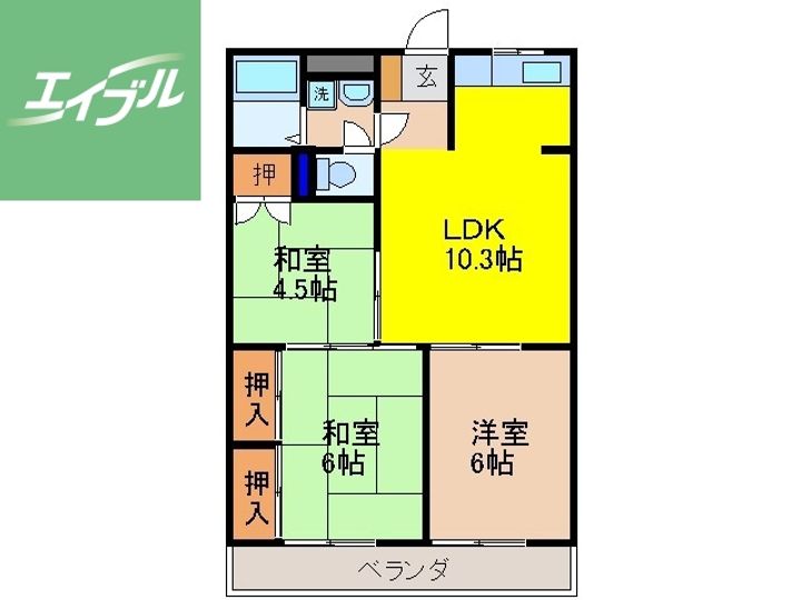 サンコーポくさのⅠ203の間取り