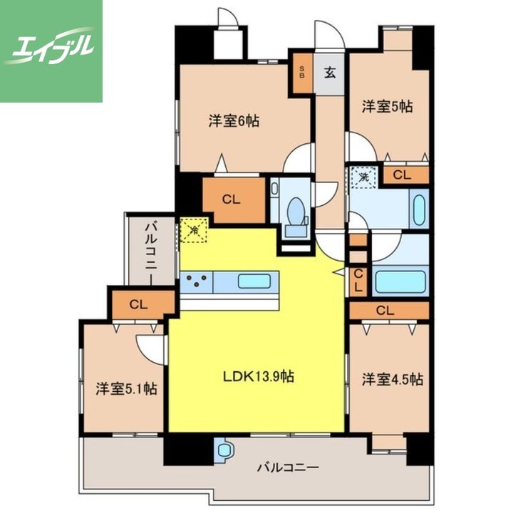 アクタス籠町グランミライの間取り