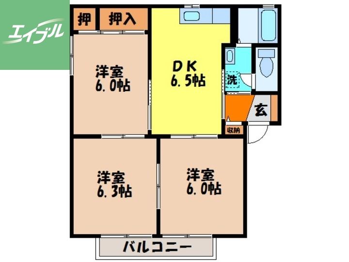 長崎県西彼杵郡長与町吉無田郷(アパート)の賃貸物件の間取り
