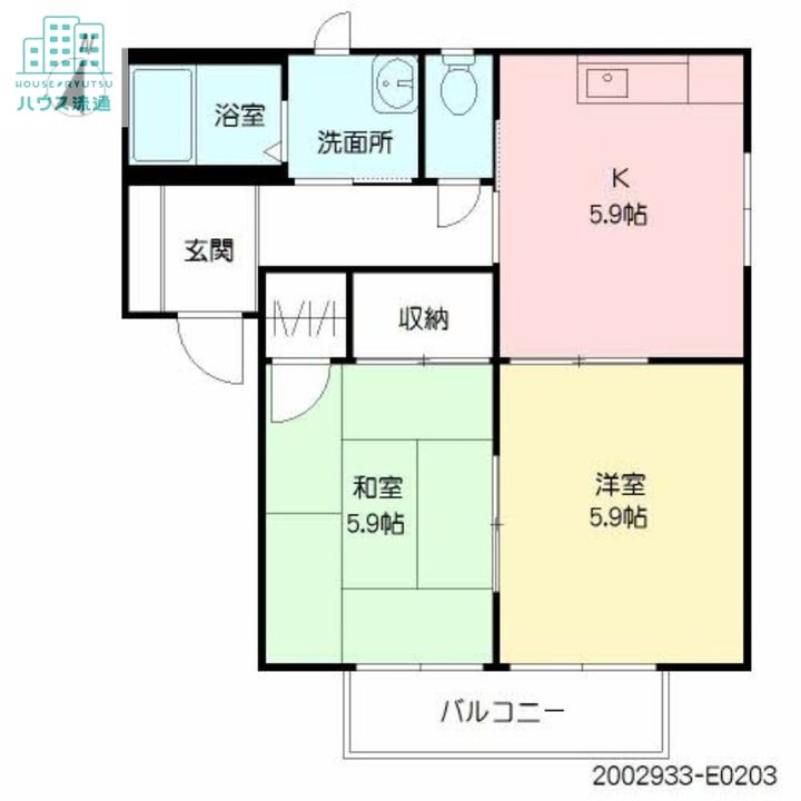バリュージュ富の原 E棟 203の間取り