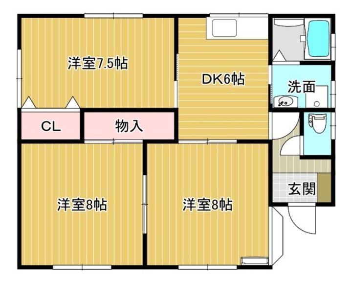 宮城県石巻市鹿妻北2丁目(一戸建)の賃貸物件Aの間取り