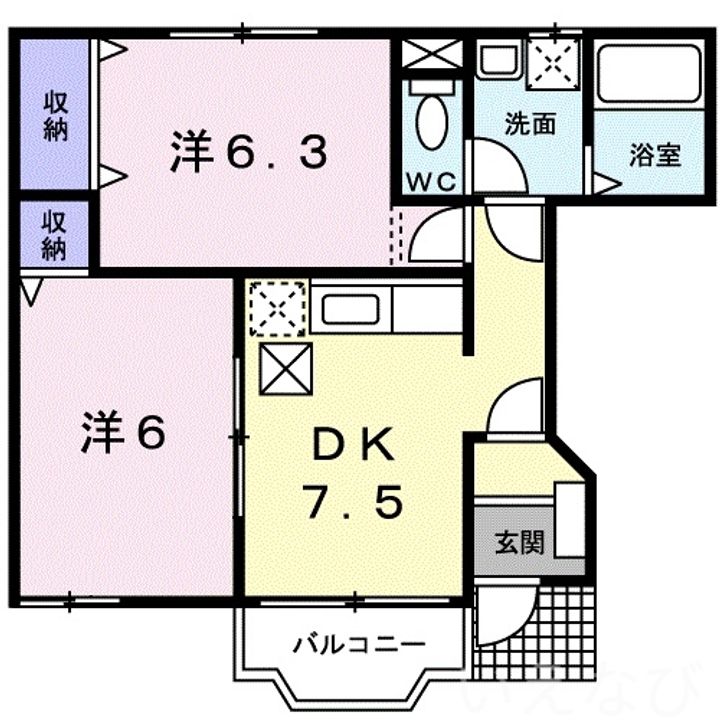 岡山県岡山市南区浜野2丁目(アパート)の賃貸物件103の間取り