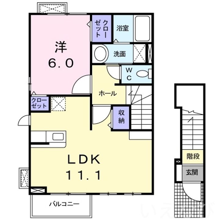 岡山県岡山市中区赤田(アパート)の賃貸物件201の間取り