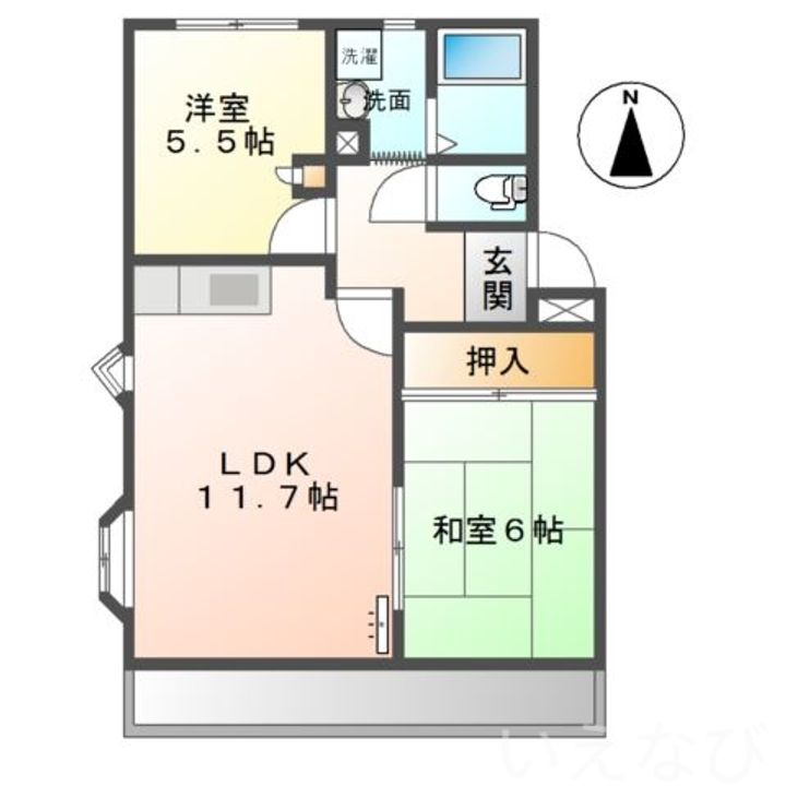岡山県岡山市北区青江4丁目(アパート)の賃貸物件205の間取り