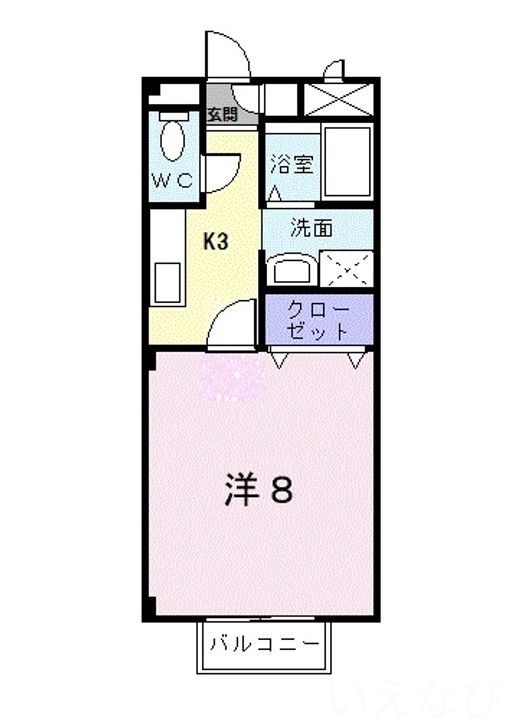 岡山県岡山市中区竹田(アパート)の賃貸物件102の間取り