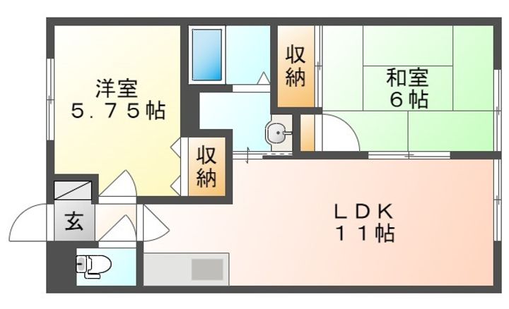 岡山県岡山市中区原尾島2丁目(アパート)の賃貸物件の間取り