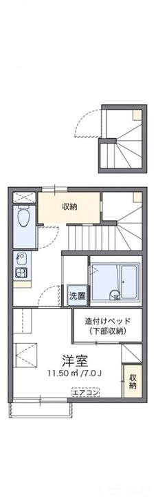 岡山県倉敷市福田町古新田(アパート)の賃貸物件201の間取り