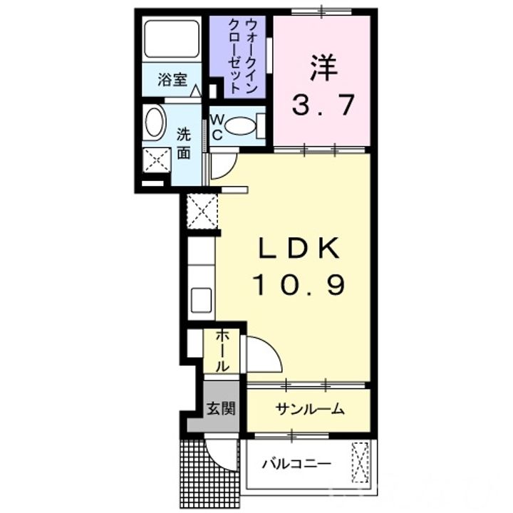 岡山県岡山市北区撫川(アパート)の賃貸物件102の間取り