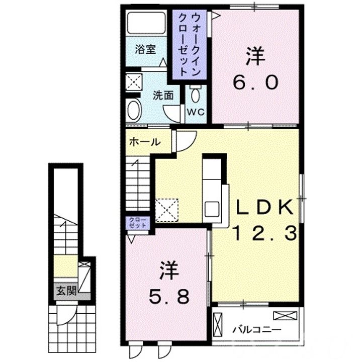 岡山県倉敷市福田町福田(アパート)の賃貸物件の間取り