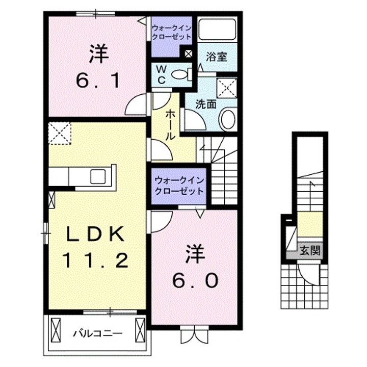 岡山県備前市伊部(アパート)の賃貸物件201の間取り