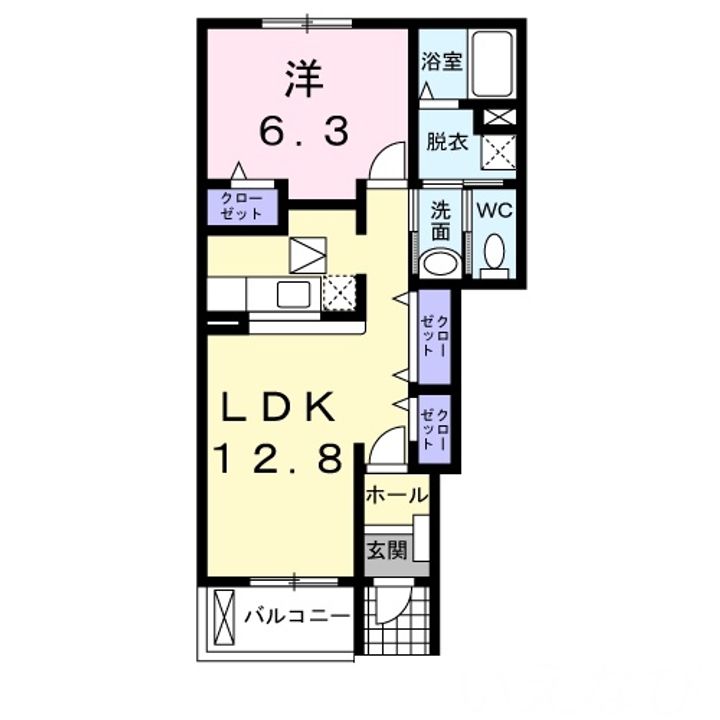 岡山県岡山市北区高松原古才(アパート)の賃貸物件102の間取り