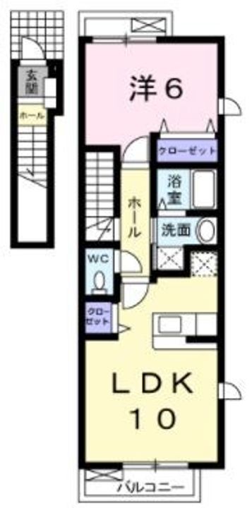 岡山県岡山市中区平井1丁目(アパート)の賃貸物件の間取り