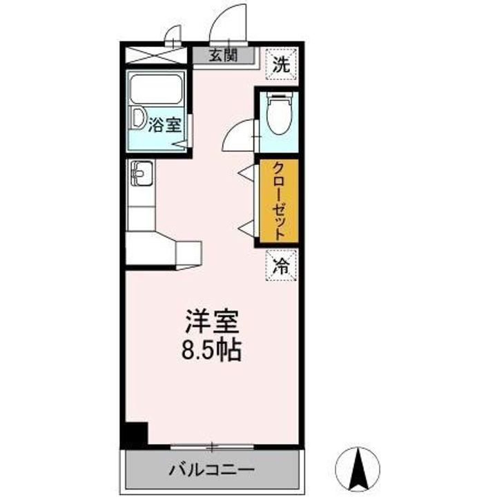 岡山県岡山市中区東山2丁目(マンション)の賃貸物件の間取り