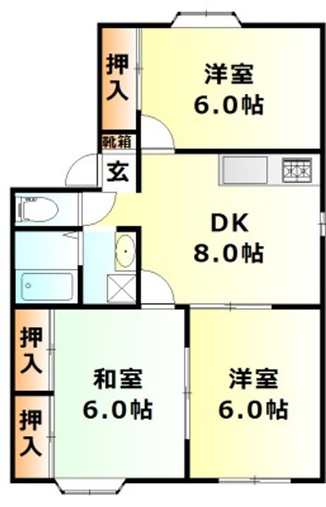 岡山県岡山市東区松新町(アパート)の賃貸物件202の間取り