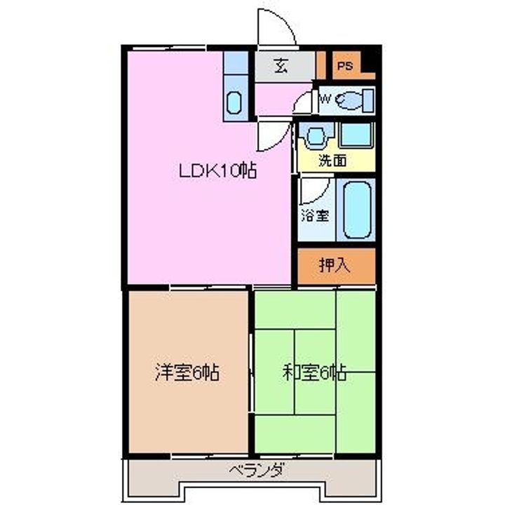 第三宮脇笹川ハイツB202の間取り