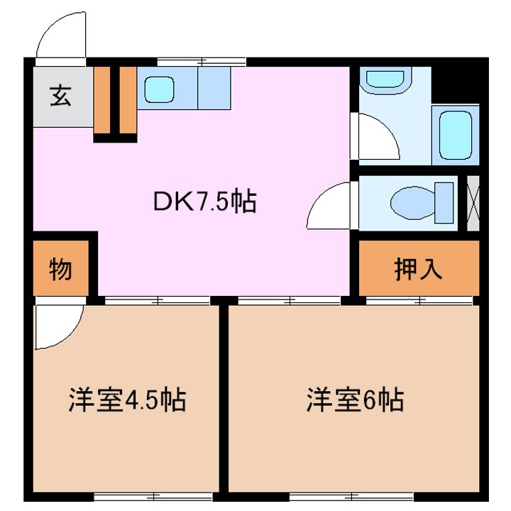 八まきビル3Bの間取り