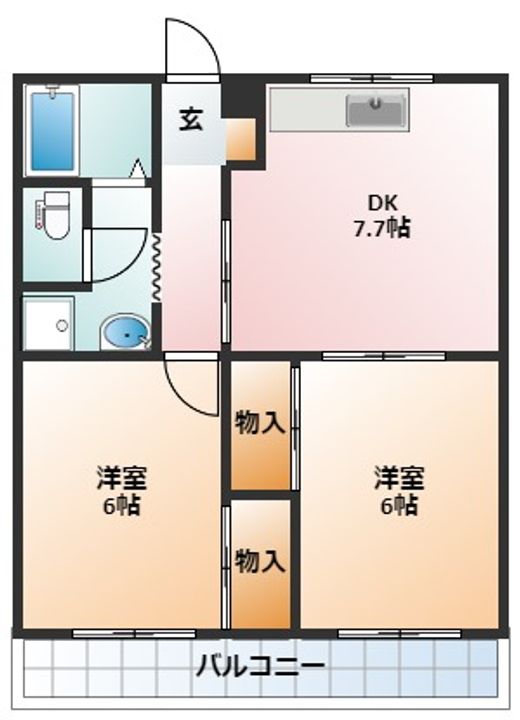 白雲コーポ2Bの間取り