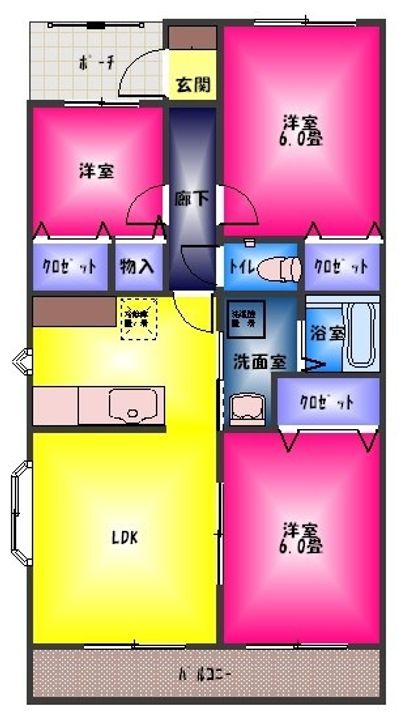 静岡県三島市徳倉1丁目(マンション)の賃貸物件405の間取り