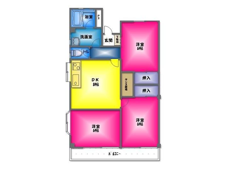 静岡県田方郡函南町柏谷(マンション)の賃貸物件3Wの間取り