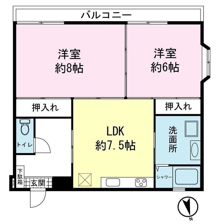 静岡県三島市徳倉3丁目(マンション)の賃貸物件202の間取り