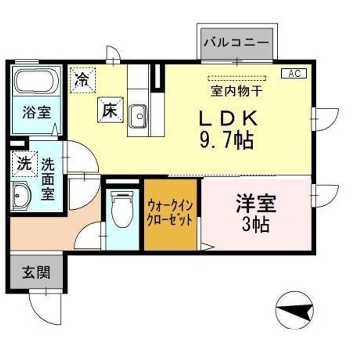 プラムコート木田B103の間取り