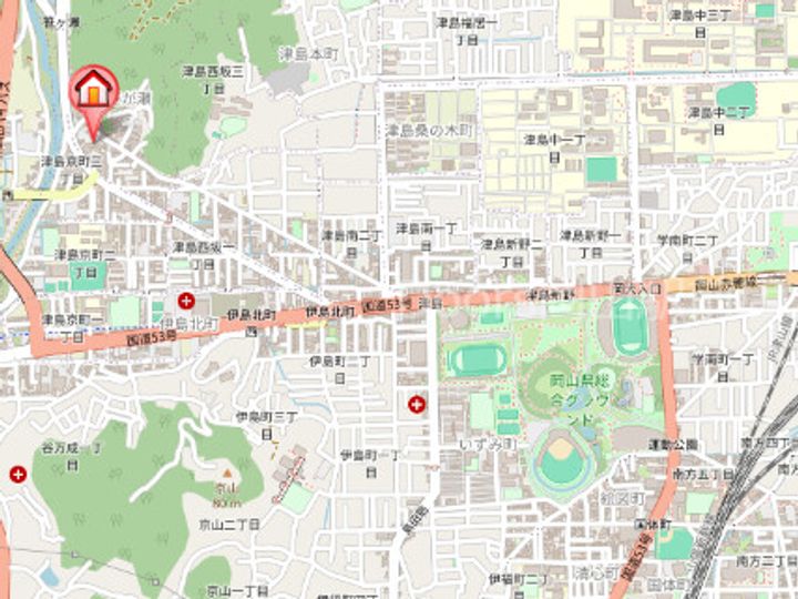 岡山県岡山市北区津島笹が瀬(アパート)の賃貸物件の地図