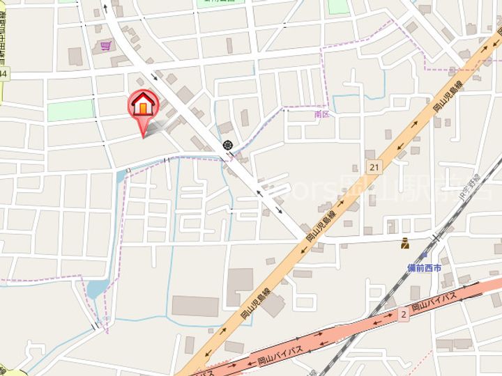 岡山県岡山市北区下中野(アパート)の賃貸物件A102の地図