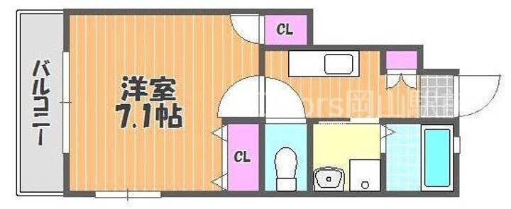 岡山県岡山市中区四御神(アパート)の賃貸物件102の間取り