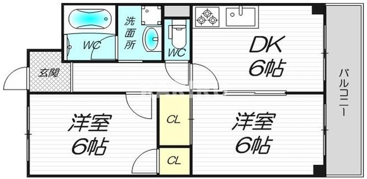 大阪府大阪市東成区神路3丁目(マンション)の賃貸物件の間取り