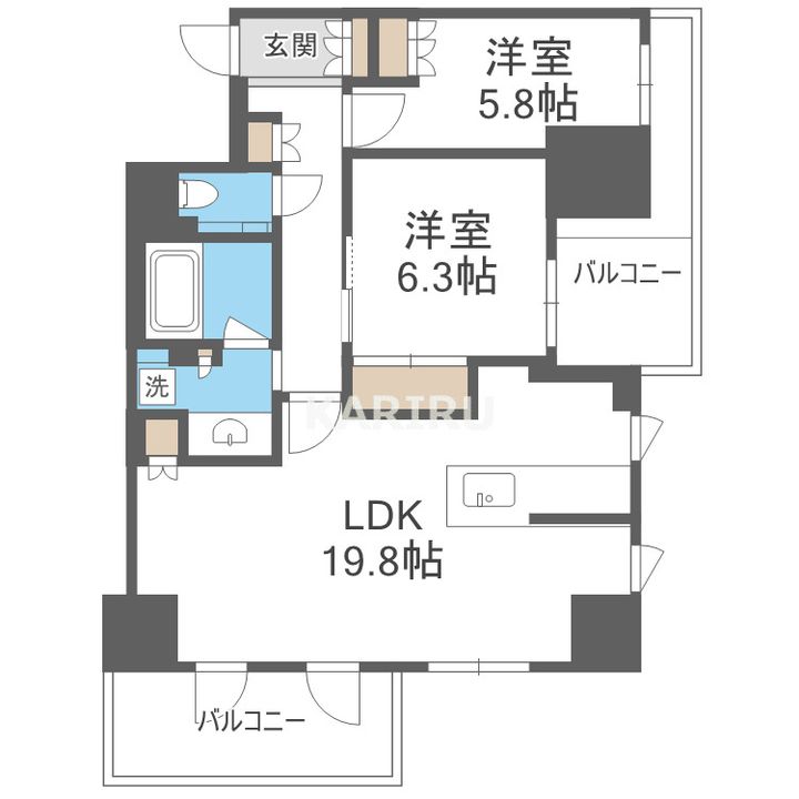 ジオタワー新町1206の間取り