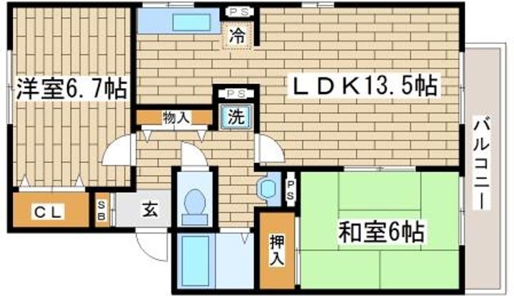 サニーガーデン須磨B201の間取り