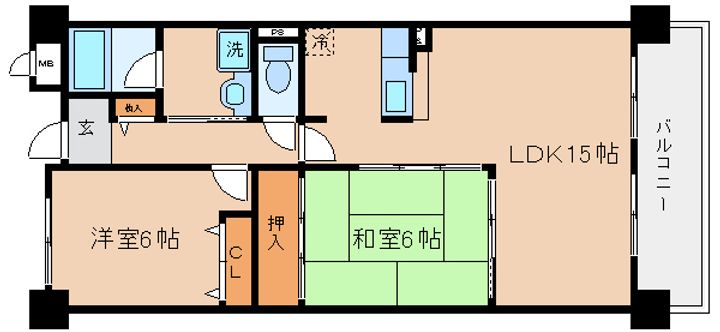 兵庫県神戸市長田区平和台町2丁目(マンション)の賃貸物件の間取り