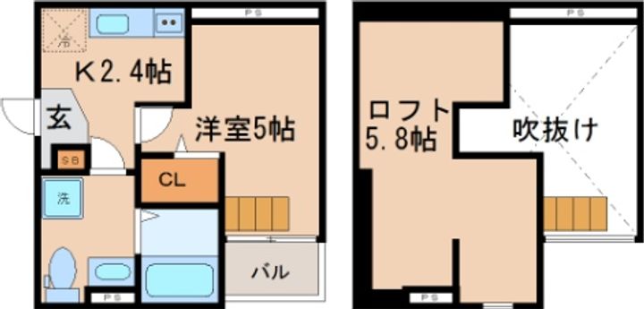 兵庫県神戸市長田区菅原通2丁目(アパート)の賃貸物件の間取り