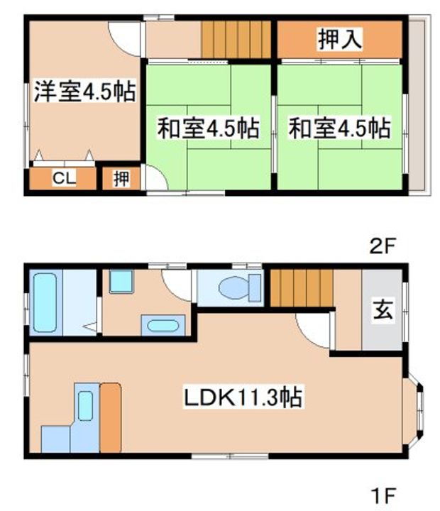 兵庫県神戸市長田区野田町8丁目(一戸建)の賃貸物件の間取り