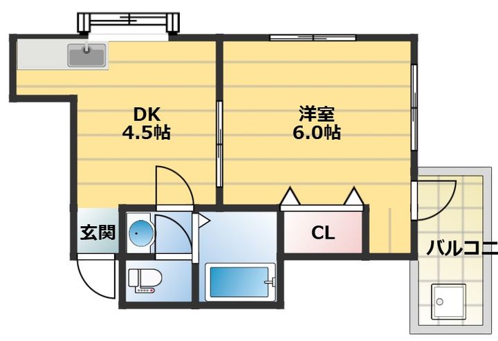 兵庫県芦屋市宮塚町(アパート)の賃貸物件の間取り