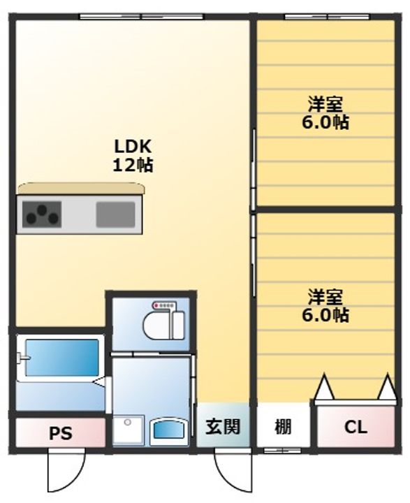 兵庫県神戸市兵庫区下沢通7丁目(マンション)の賃貸物件の間取り