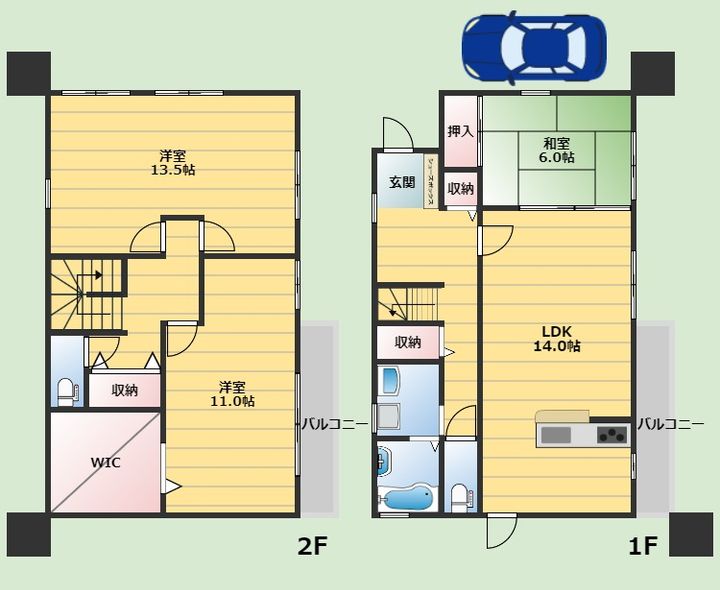 大阪府池田市緑丘2丁目(一戸建)の賃貸物件の間取り