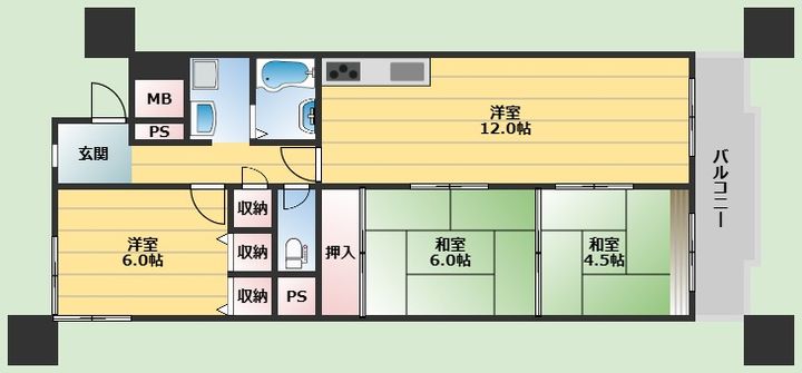 ユニライフ刀根山の間取り