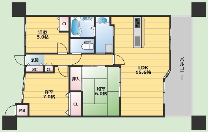 セレッソコート千里中央アネックスの間取り