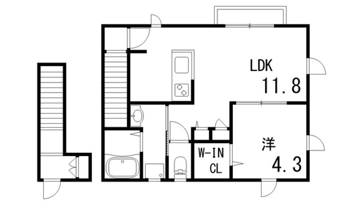 兵庫県神戸市灘区岩屋中町1丁目(アパート)の賃貸物件の間取り