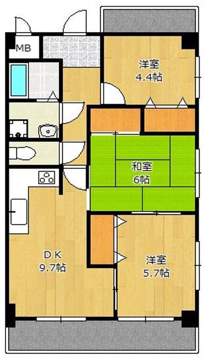 グリーンコート若草404の間取り