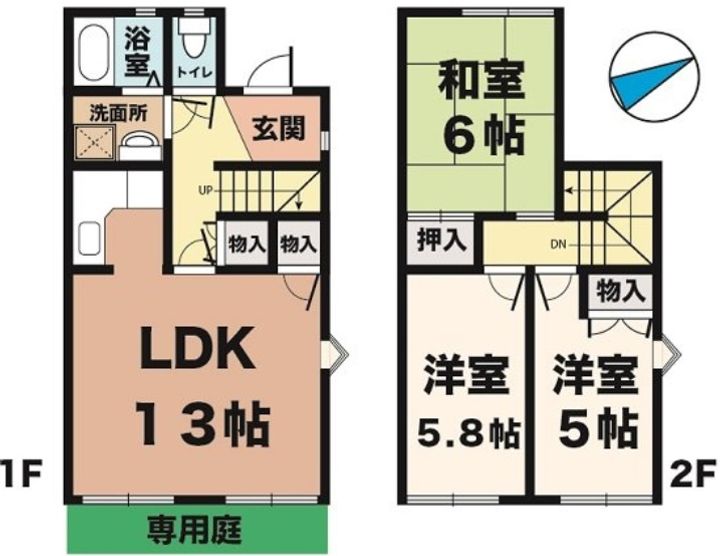 タウンハウス北別府9G-1の間取り