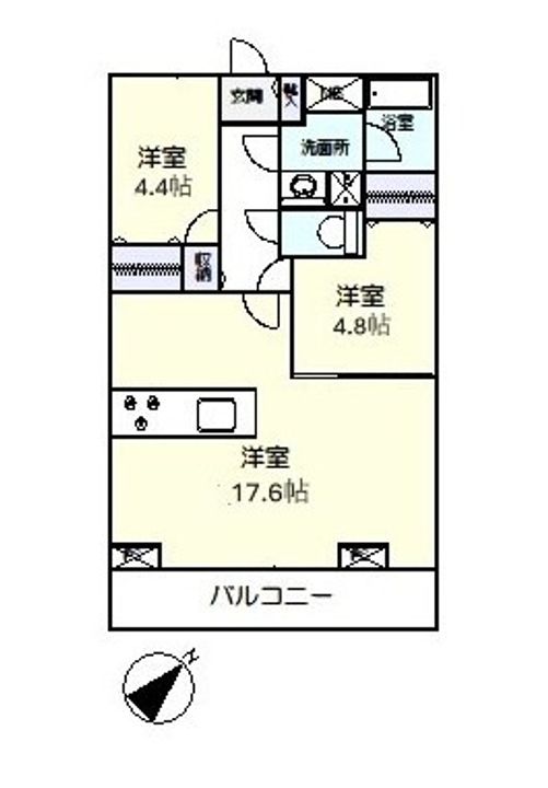 埼玉県熊谷市曙町1丁目の賃貸マンションの間取り