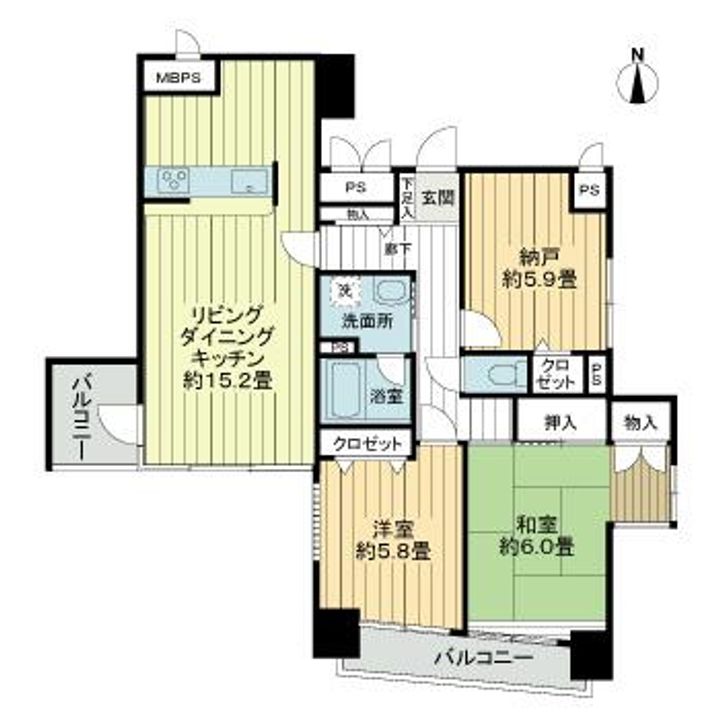 ライオンズマンション岡山医大東の間取り