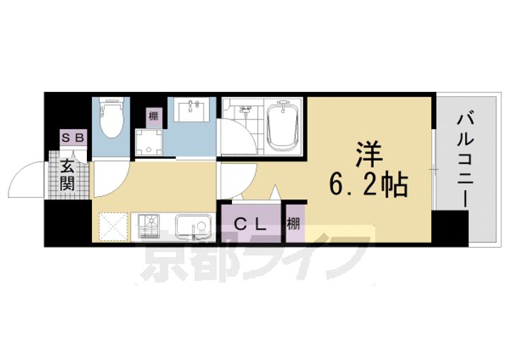 京都府京都市右京区西院日照町の賃貸マンションの間取り