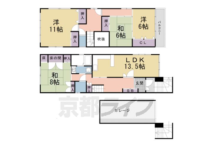 京都府京都市伏見区深草向ケ原町(一戸建)の賃貸物件1の間取り