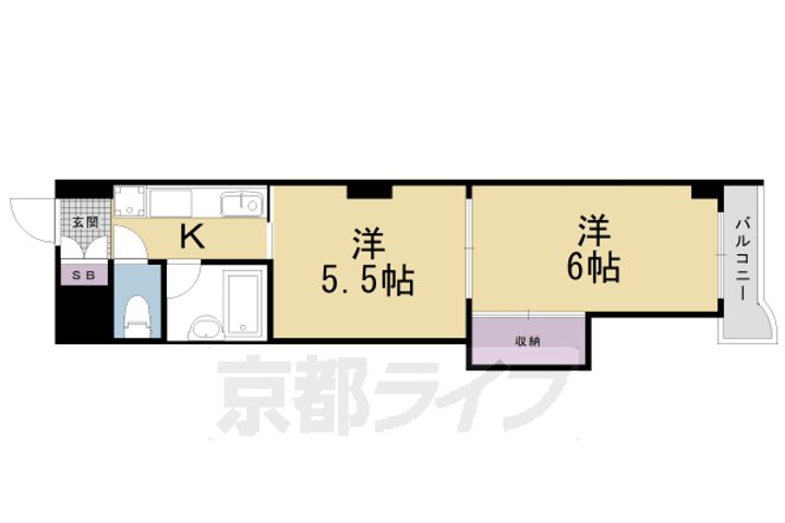 京都府京都市右京区西院西今田町の賃貸マンションの間取り