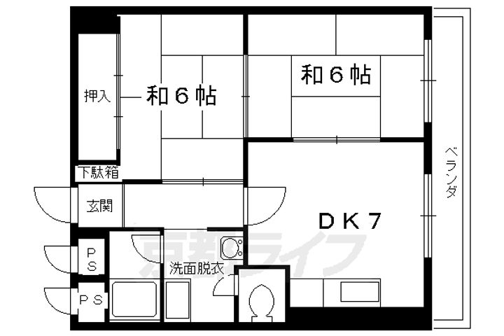 京都府京都市右京区西院高田町の賃貸マンションの間取り