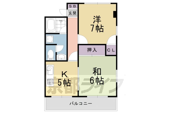 京都府京都市右京区西院高田町の賃貸マンションの間取り
